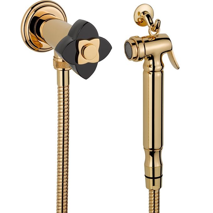 Гигиенический душ со смесителем THG Petale de Cristal noir U6D-F01-5840/8 (золотой, черный хрусталь)