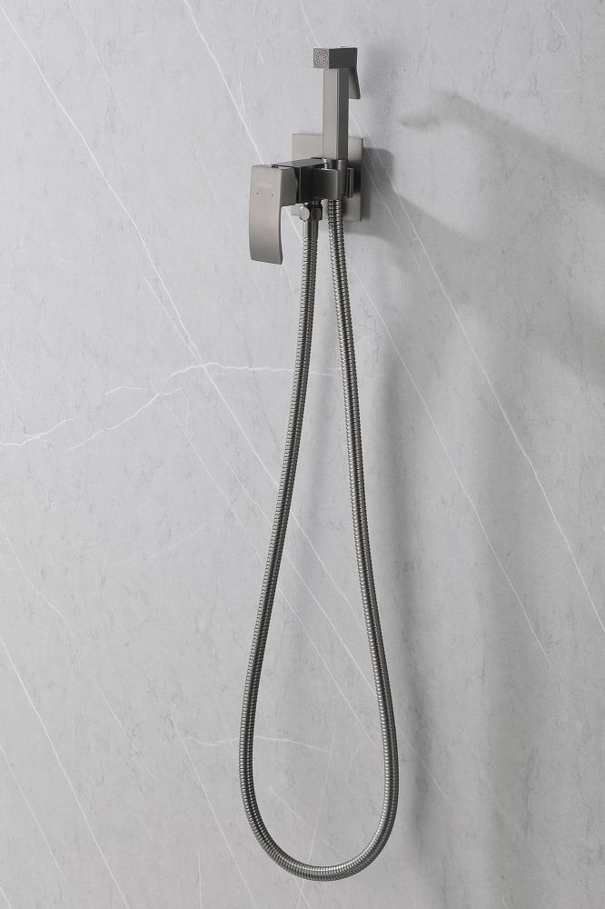 Гигиенический душ со смесителем Abber Wasserfall AF8625NG (оружейная сталь)