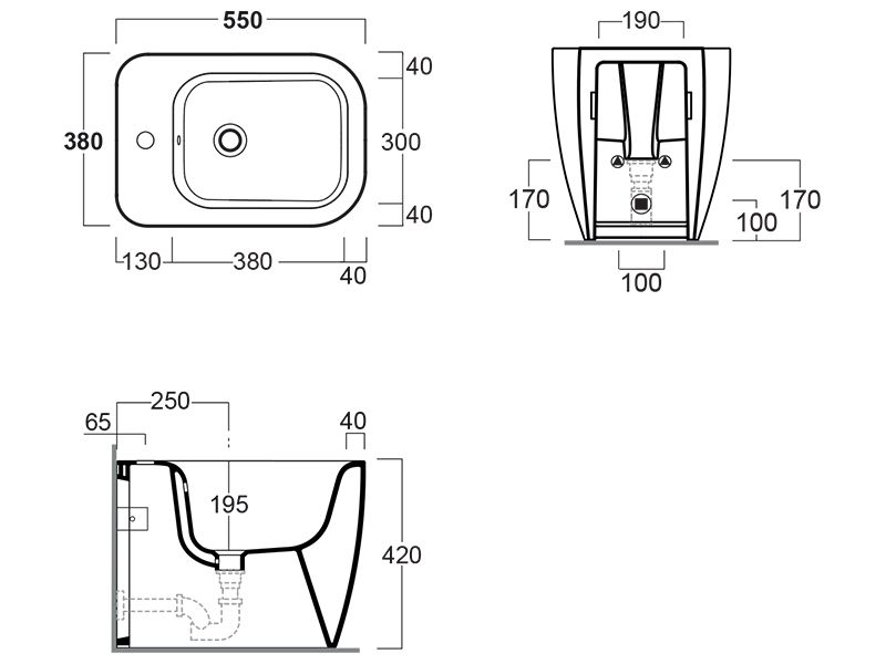 Биде напольное Simas Henges HE04/F91 55x38