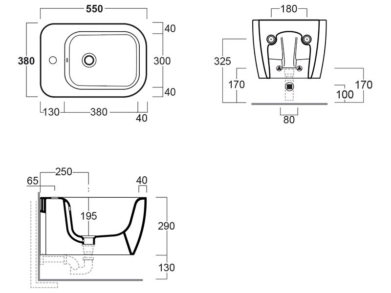 Биде подвесное Simas Henges HE19/F85 55x38