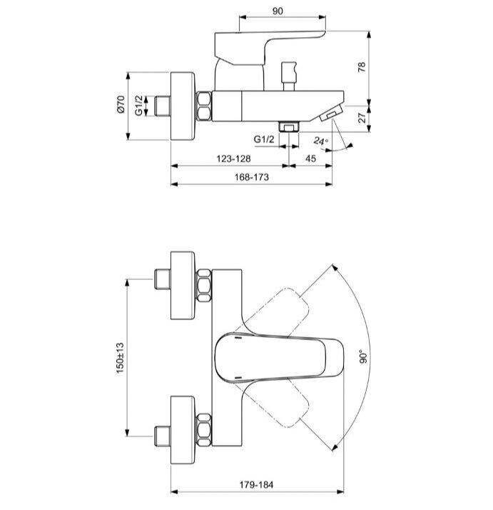 Смеситель для ванны/душа Ideal Standard Ceraplan III B0718AA