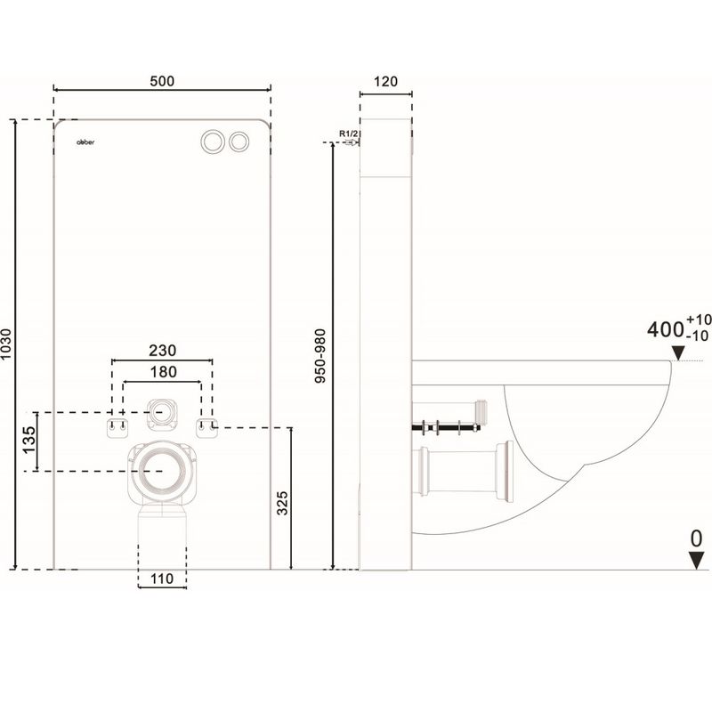 Инсталляционный модуль внешнего монтажа для подвесного унитаза Abber AC0107MB (черный)