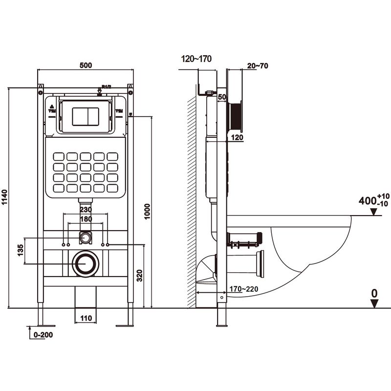 Инсталляция для подвесного унитаза Abber AC0105