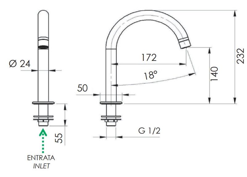 Излив для раковины Remer 67N (хром)