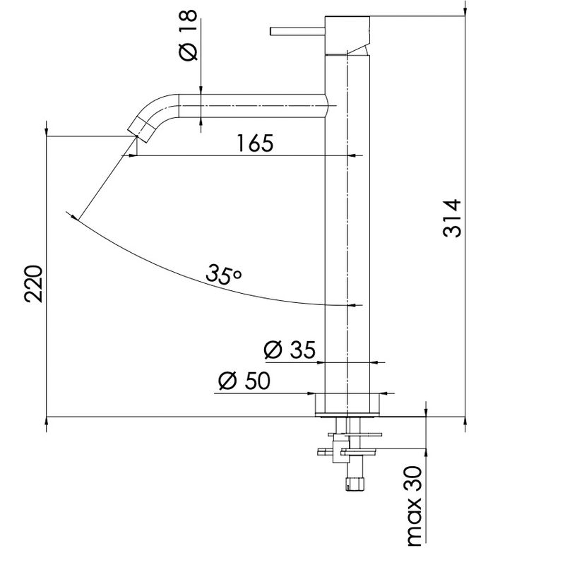 Смеситель для раковины Remer X Style Inox SSX12LXL (сталь), без донного клапана