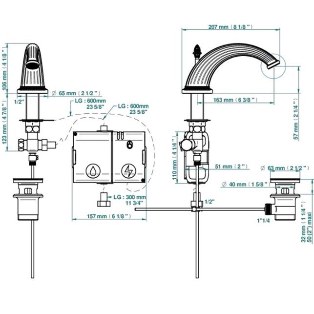 Излив для раковины THG Malmaison Metal U93-G02-170 (хром, золотой)