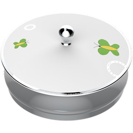 Китайская коробка с белой фарфоровой крышкой THG Capucine Vert Decor Platine A7E-A02-4623 (платина, зеленый, белый)