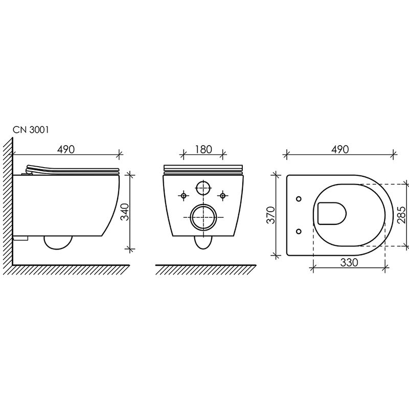 Комплект 4 в 1: Ceramica Nova CN3001_1002CH_1000 Унитаз подвесной  Play + Система инсталляции Envision + Шумоизоляция + Кнопка смыва Flat (хром)
