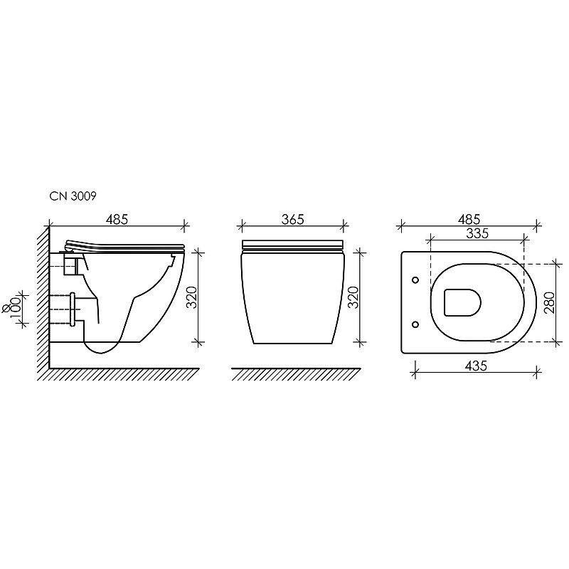 Комплект 4 в 1: Ceramica Nova CN3009_1001B_1000 Унитаз подвесной Forma Rimless + Инсталляция Envision + Шумоизоляция + Кнопка смыва Round (чёрный матовый)