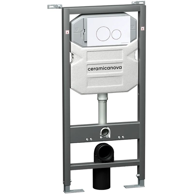 Комплект 4 в 1: Ceramica Nova CN3009_1001W_1000 Унитаз подвесной Forma Rimless + Инсталляция Envision + Шумоизоляция + Кнопка смыва Round (белый)