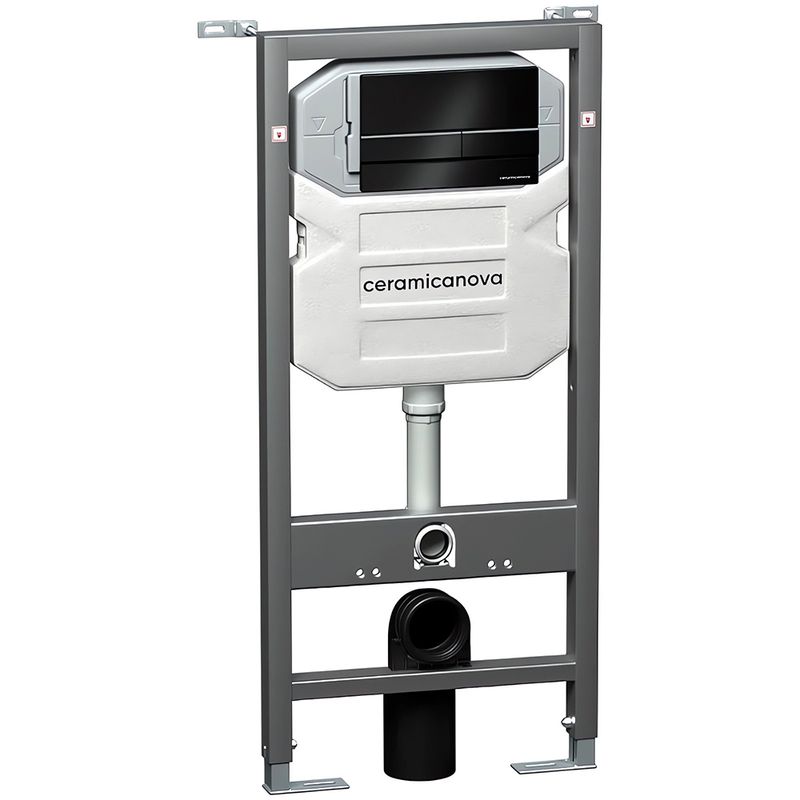 Комплект 4 в 1: Ceramica Nova CN3009_1002B_1000 Унитаз подвесной Forma Rimless + Инсталляция Envision + Шумоизоляция + Кнопка смыва Flat (черный матовый)
