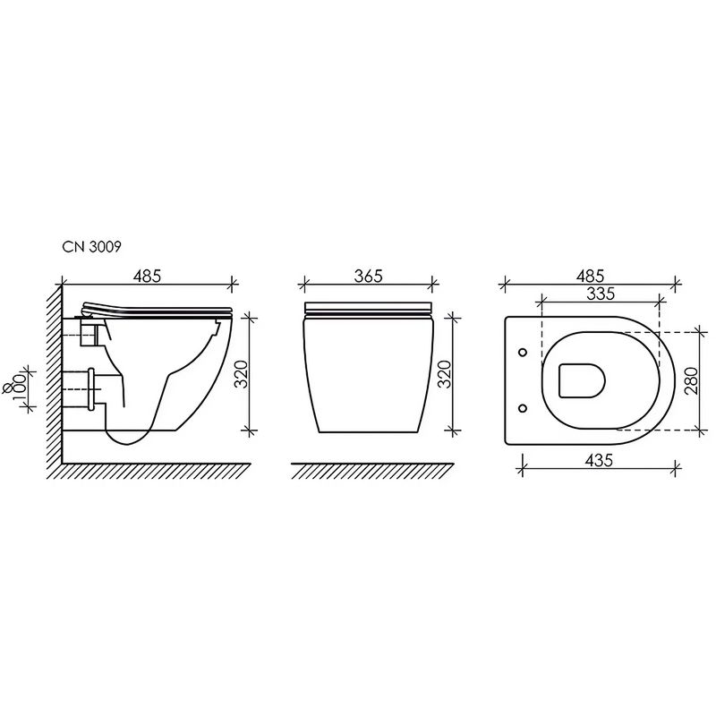 Комплект 4 в 1: Ceramica Nova CN3009_1001CH_1000 Унитаз подвесной Forma Rimless + Инсталляция Envision + Шумоизоляция + Кнопка смыва Round (хром)