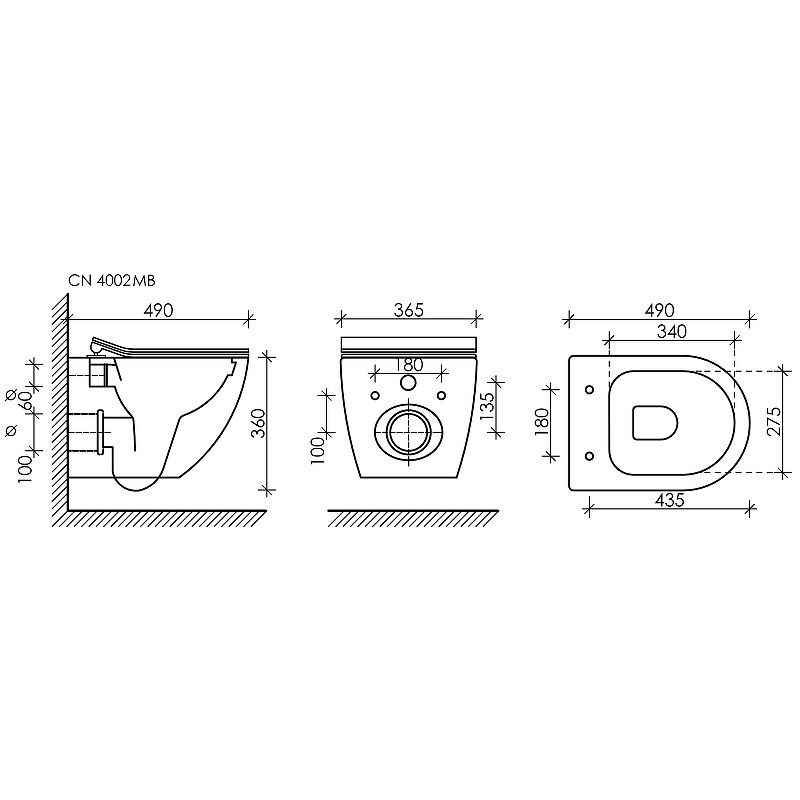 Комплект 4 в 1: Ceramica Nova CN4002_1001M_1000 Унитаз подвесной Metropol Rimless + Инсталляция Envision + Шумоизоляция + Кнопка смыва Round (хром мат)