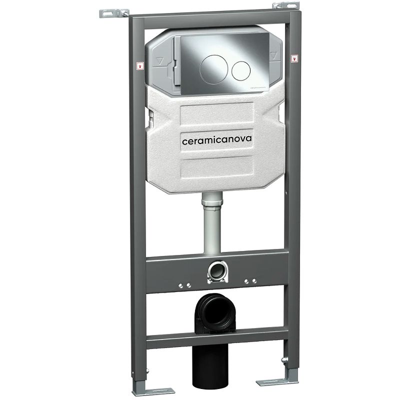 Комплект 4 в 1: Ceramica Nova CN4002MB_1001CH_1000 Унитаз подвесной  Metropol Rimless + Инсталляция Envision + Шумоизоляция + Кнопка смыва Round (хром)