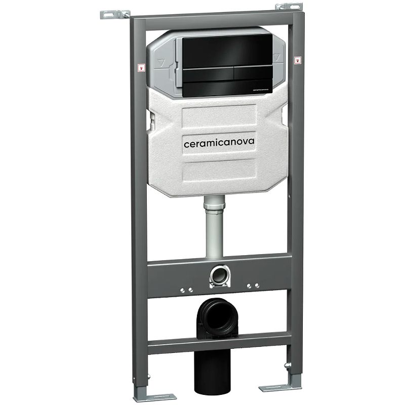 Комплект 4 в 1: Ceramica Nova CN4002MB_1002B_1000 Унитаз подвесной  Metropol Rimless + Инсталляция Envision + Шумоизоляция + Кнопка смыва Flat (черный матовый)