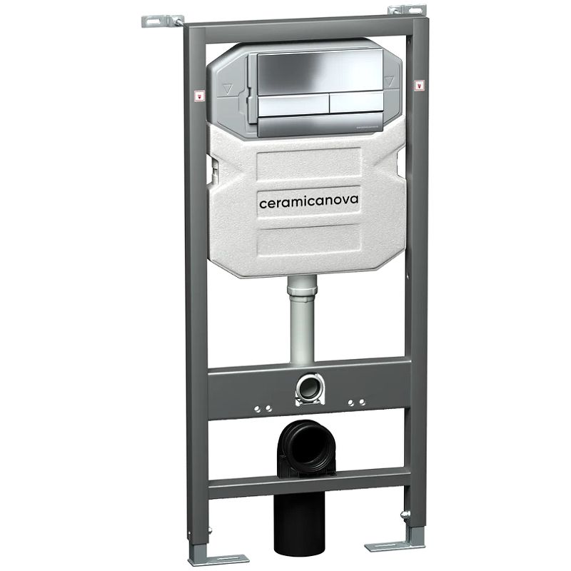 Комплект 4 в 1: Ceramica Nova CN4002MB_1002CH_1000 Унитаз подвесной  Metropol Rimless + Инсталляция Envision + Шумоизоляция + Кнопка смыва Flat (хром)