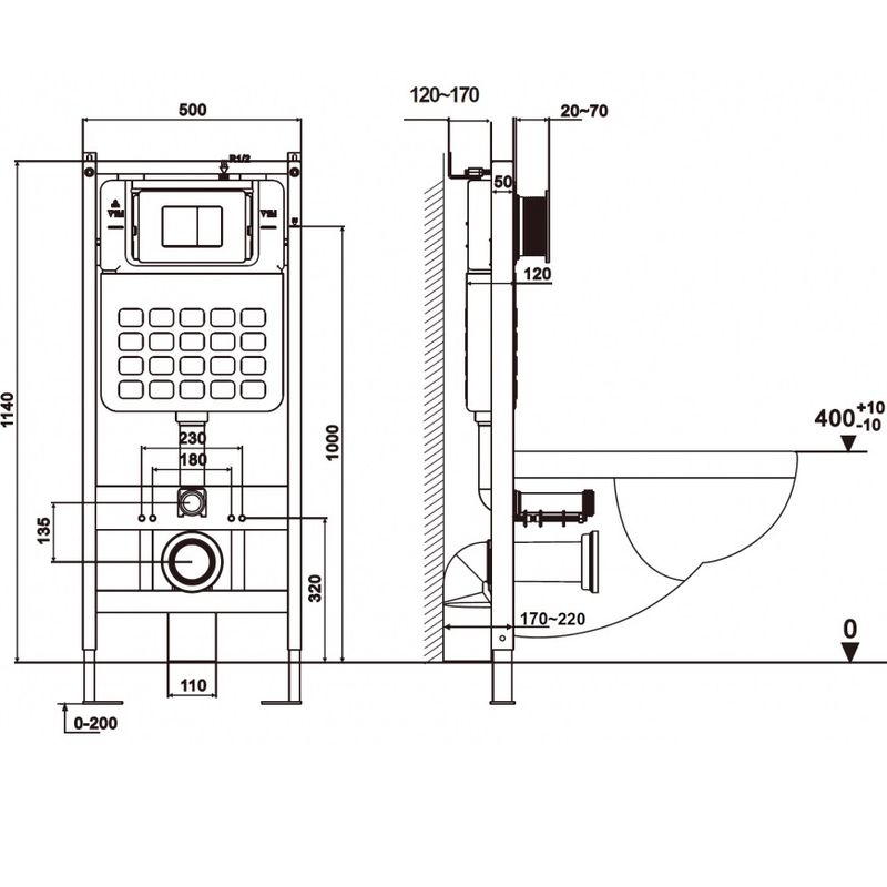 Комплект подвесной унитаз с инсталляцией и кнопкой Abber Rechteck AC1219TC-AC0105-AC0120MW (белый, белый матовый)