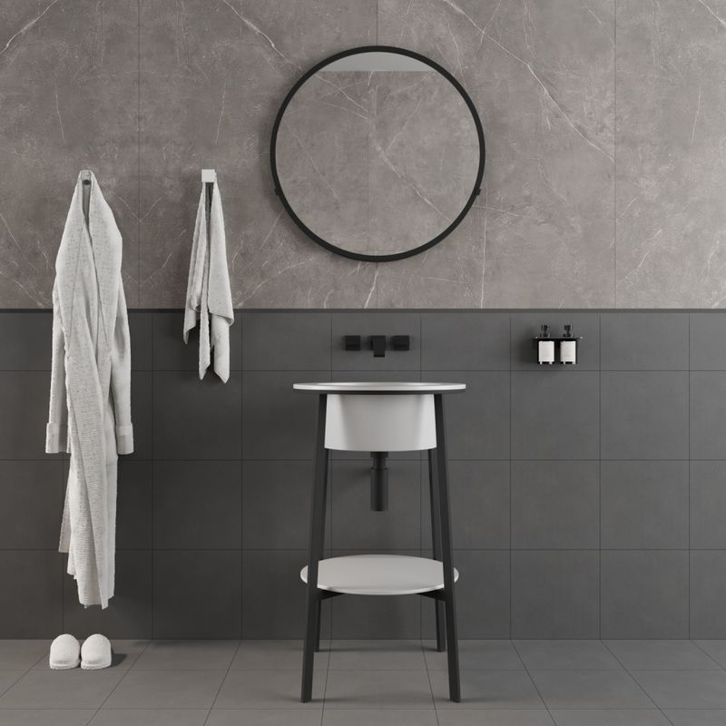 Консоль с керамической раковиной Abber Bequem AC2130 50x50x85 (белый)
