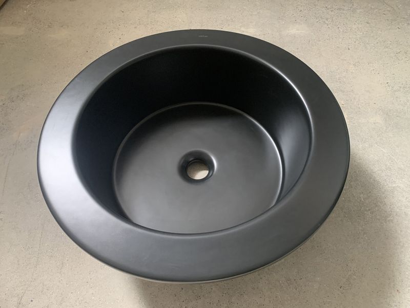 Консоль с керамической раковиной Abber Bequem AC2130MB 50x50x85 (черный матовый)