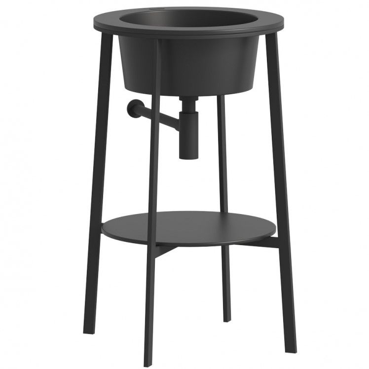 Консоль с керамической раковиной Abber Bequem AC2130MB 50x50x85 (черный матовый)
