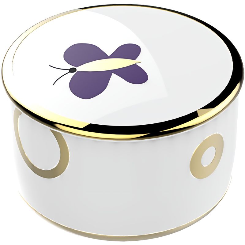 Коробка для таблеток фарфоровая настольная 5.5x5.5 см. THG Capucine Mauve Decor Or A7D-A02-4616 (золотой, лиловый, белый)