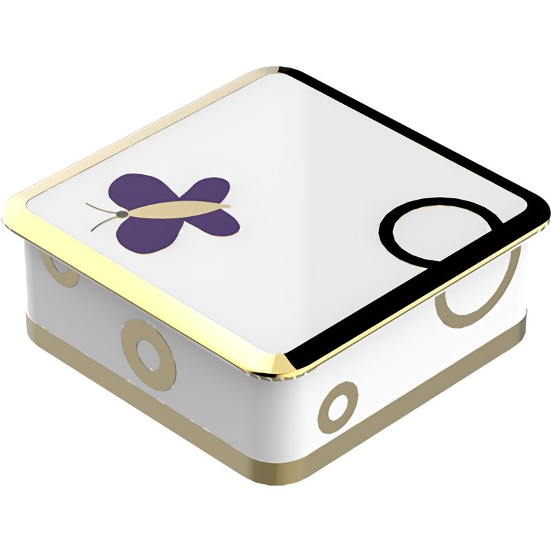 Коробка для таблеток фарфоровая настольная 5.5x5.5 см. THG Capucine Mauve Decor Or A7D-A02-4617 (золотой, лиловый, белый)