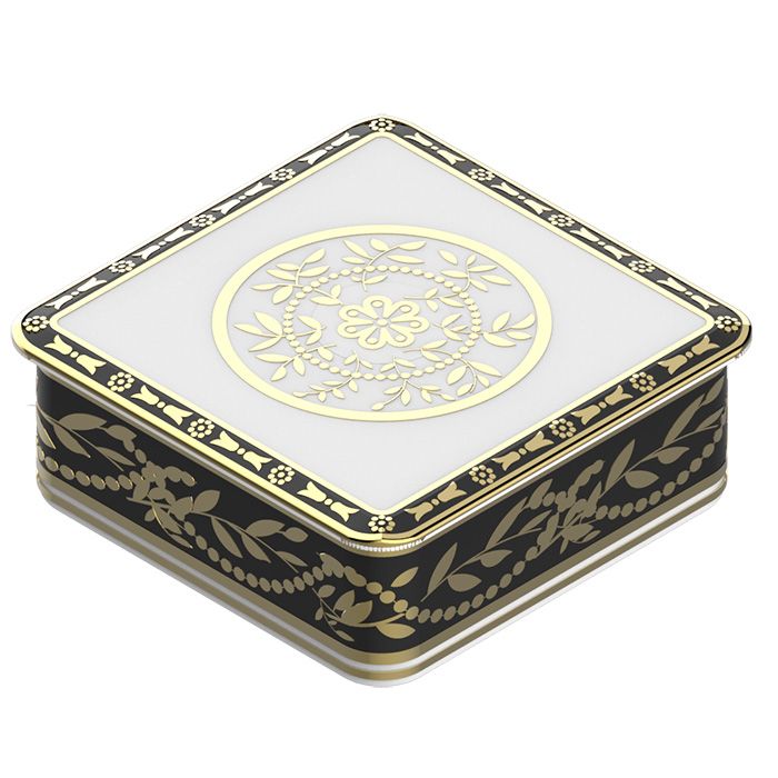 Коробка для таблеток фарфоровая с крышкой 5.5х5.5 см. THG Marquise noir decor Or A7F-A02-4617 (золотой, черный, белый)