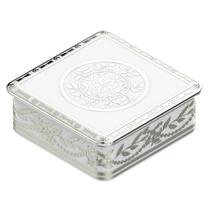 Коробка для таблеток керамическая 5.5x5.5 см. Marquise platinum decor A7G-A02-4617 (белый, платина)