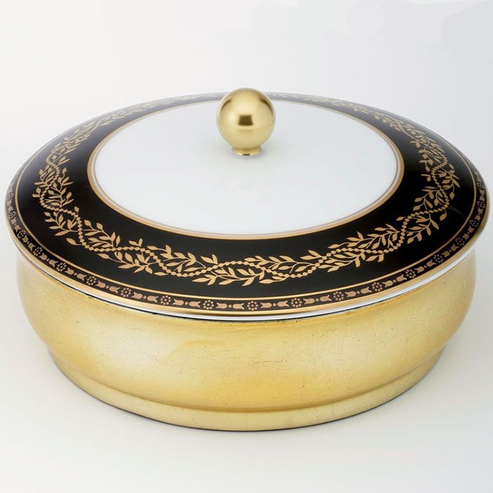 Коробка с белой фарфоровой крышкой Marquise Porcelaine Noire A7F-A02-4623 (золотой, черный)