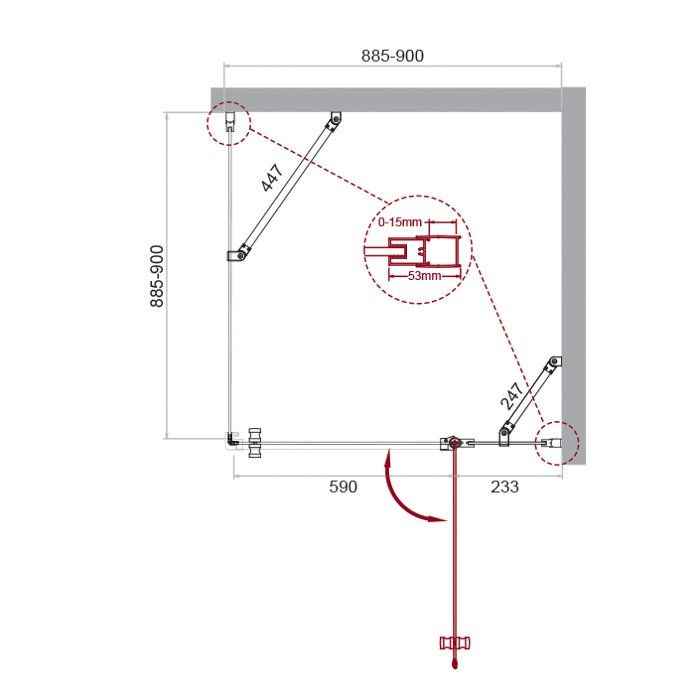 Душевой уголок BelBagno Kraft KRAFT-A-12-90-C-Cr-R 90x90