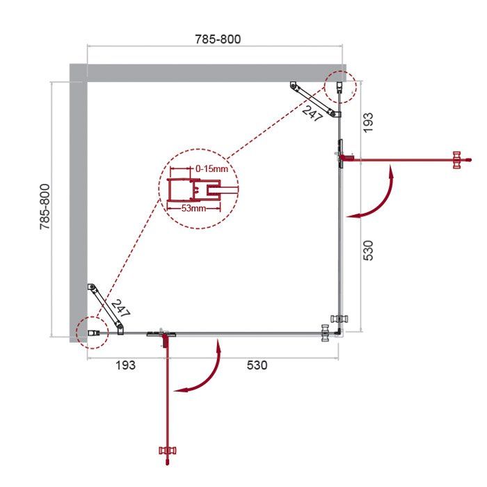 Душевой уголок BelBagno Kraft KRAFT-A-22-80-C-Cr 80x80