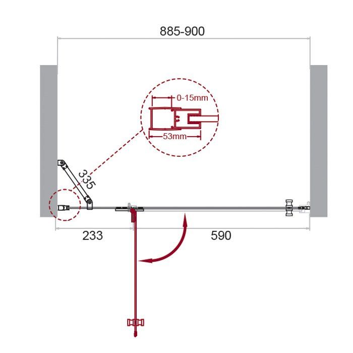 Душевая дверь в нишу BelBagno Kraft KRAFT-B-12-60/30-C-Cr-L 90x195
