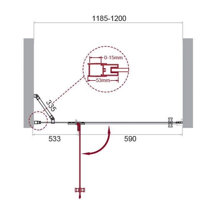 Душевая дверь в нишу BelBagno Kraft KRAFT-B-12-60/60-C-Cr-L 120x195