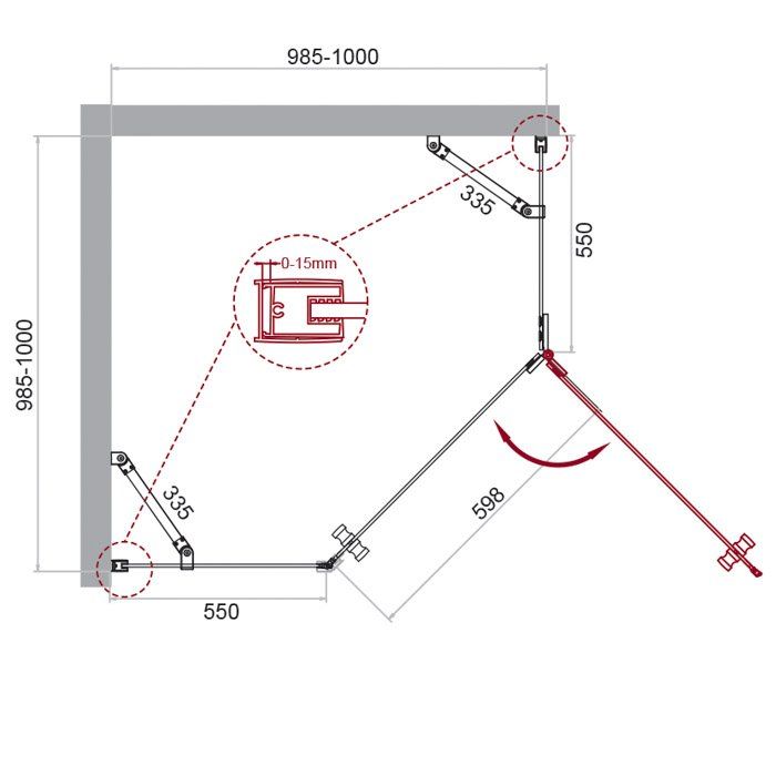Душевой уголок BelBagno Kraft KRAFT-P-1-100-C-Cr-R 100x100