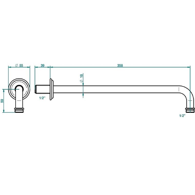 Кронштейн для верхнего душа 35 см. THG Mandarine Metal U1A-A02-84BC (хром)
