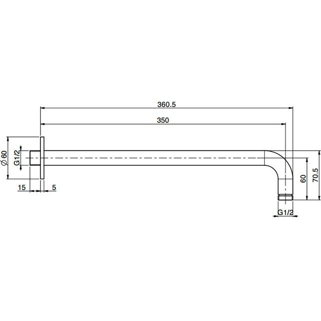 Кронштейн для верхнего душа настенный 35 см Fima Carlo Frattini Spillo Steel F2945INOX (нержавеющая сталь)