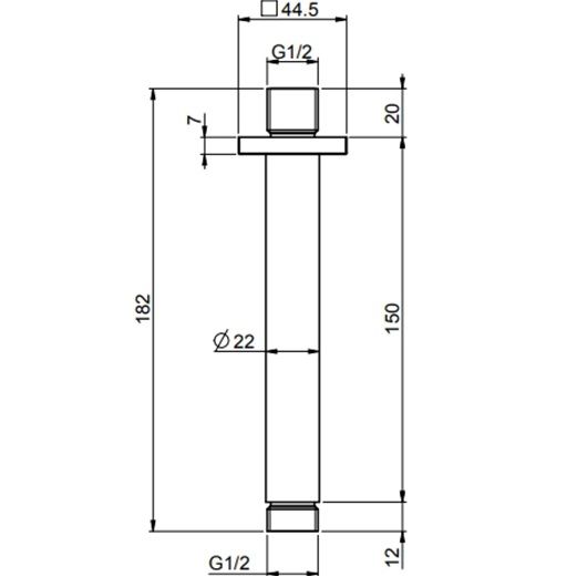 Кронштейн для верхнего душа потолочный 15см, 1/2 Fima Carlo Frattini Soffioni F2585NS (черный матовый)
