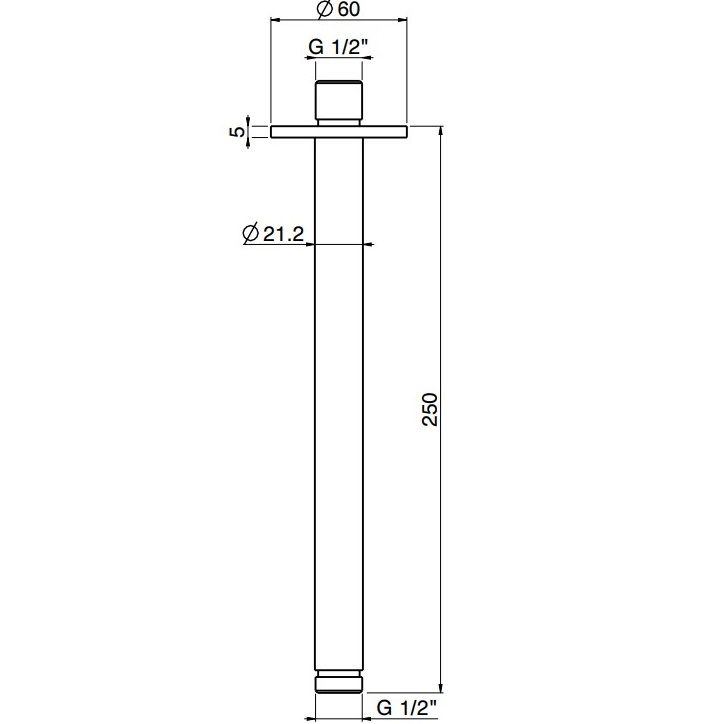 Кронштейн для верхнего душа потолочный 25 см Fima Carlo Frattini Spillo Steel F2946INOX (нержавеющая сталь)