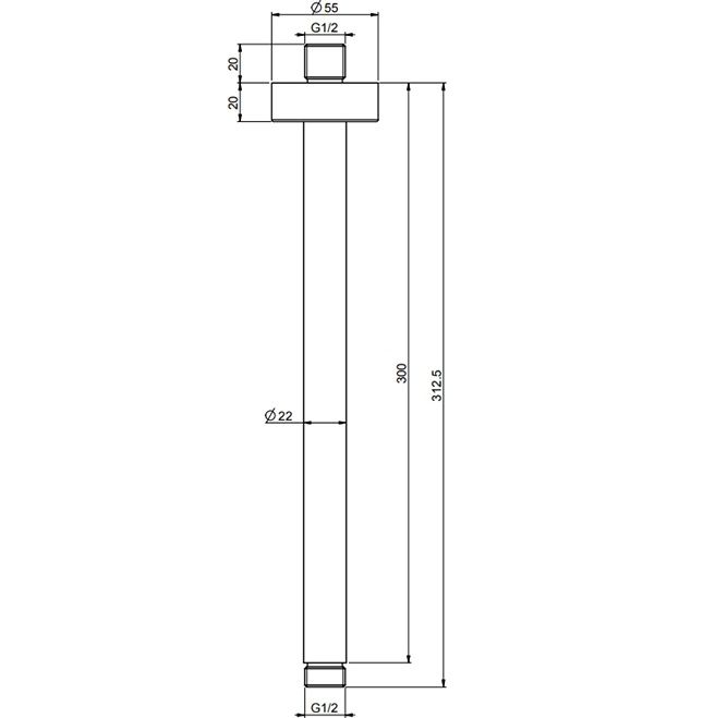 Кронштейн для верхнего душа потолочный 30см, 1/2 Fima Carlo Frattini Soffioni F2586OR (золотой)