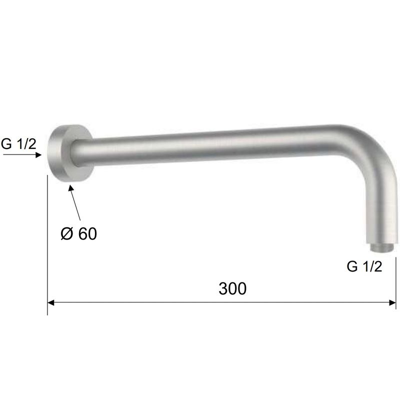 Кронштейн для верхнего душа Remer Inox SS343L30 (сталь)