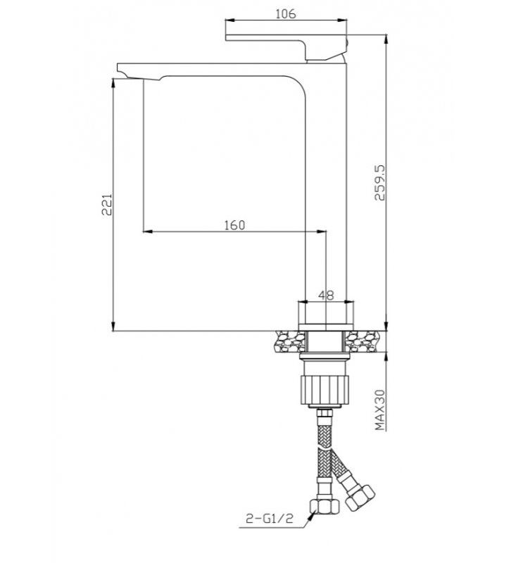 Смеситель для раковины BelBagno Luce LUC-LMC-NERO-W0
