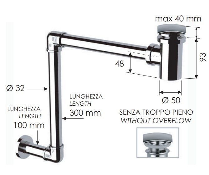 Малогабаритный сифон Remer 984S (хром)