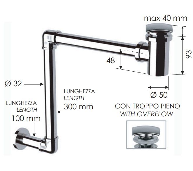 Малогабаритный сифон Remer 985S (хром)