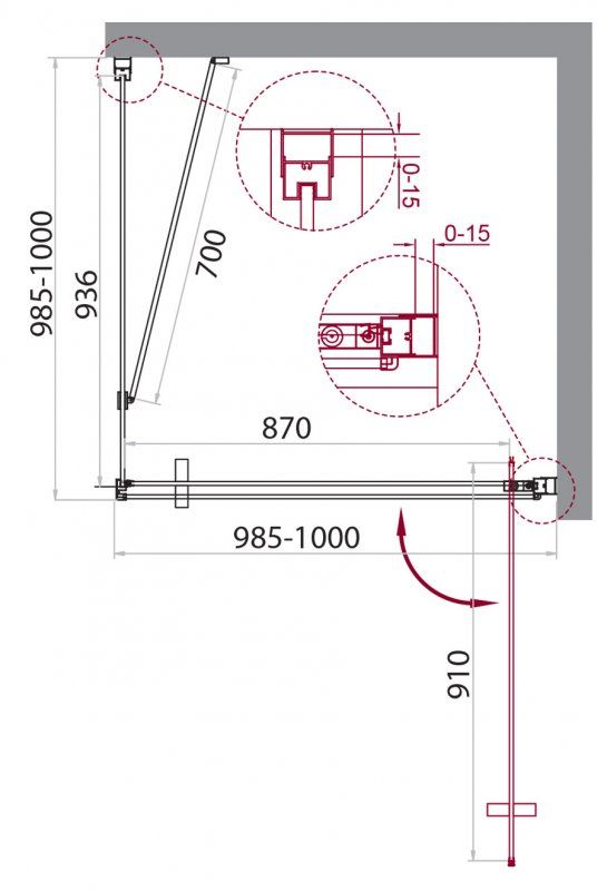 Душевой уголок BelBagno Marmi MARMI-A-1-100-C-Cr 100x100