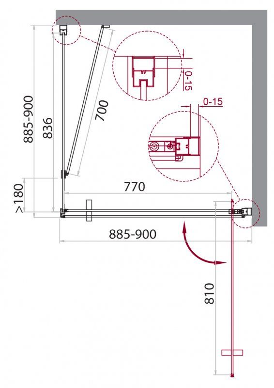 Душевой уголок BelBagno Marmi MARMI-A-1-90-C-Cr 90x90