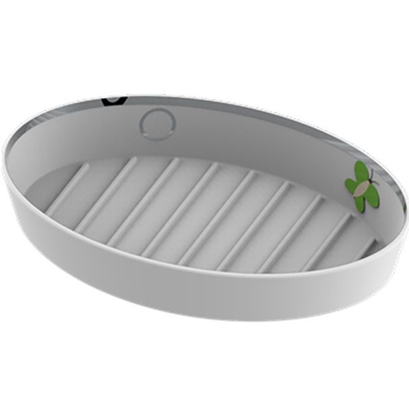 Мыльница фарфоровая настольная THG Capucine Vert Decor Platine A7E-A02-4607 (платина, зеленый, белый)