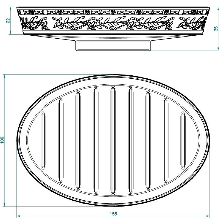 Мыльница фарфоровая настольная THG Marquise platinum decor A7G-A02-4607 (белый, платина)