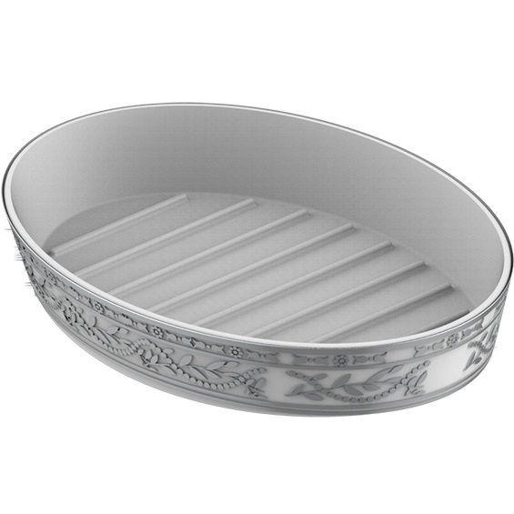 Мыльница фарфоровая настольная THG Marquise platinum decor A7G-A02-4607 (белый, платина)