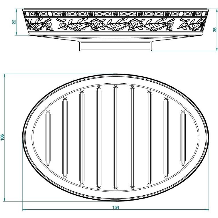 Мыльница фарфоровая настольная THG Marquise porcelaine noire A7F-A02-4607 (белый, декор: золотой, черный)