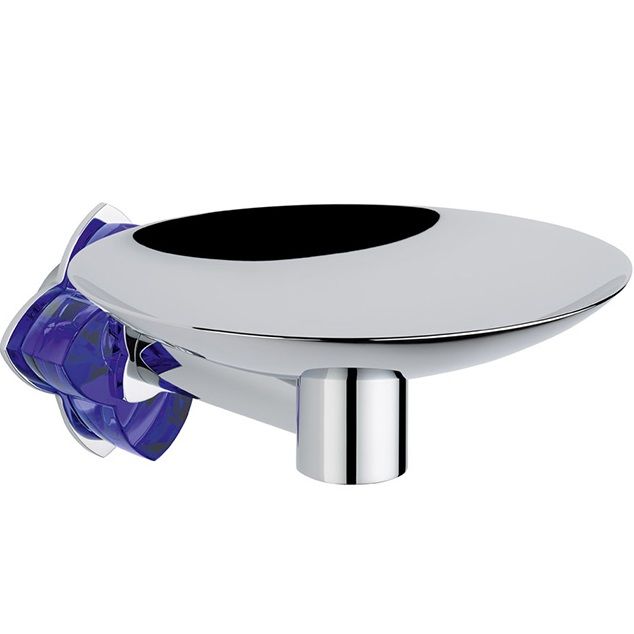 Мыльница металлическая подвесная THG Petale de cristal bleu U6B-A02-546 (хром, синий хрусталь)